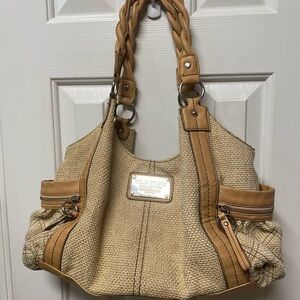 Relic Tan Faux Straw Woven Hobo Handbag
